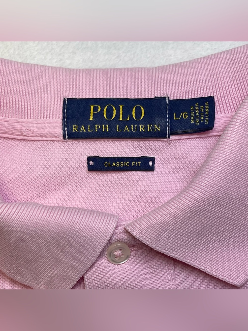 Polo Ralph Lauren Classic Fit Pink Pique Short Sleeve Polo Men's Large Blue Pony - Picture 4 of 7